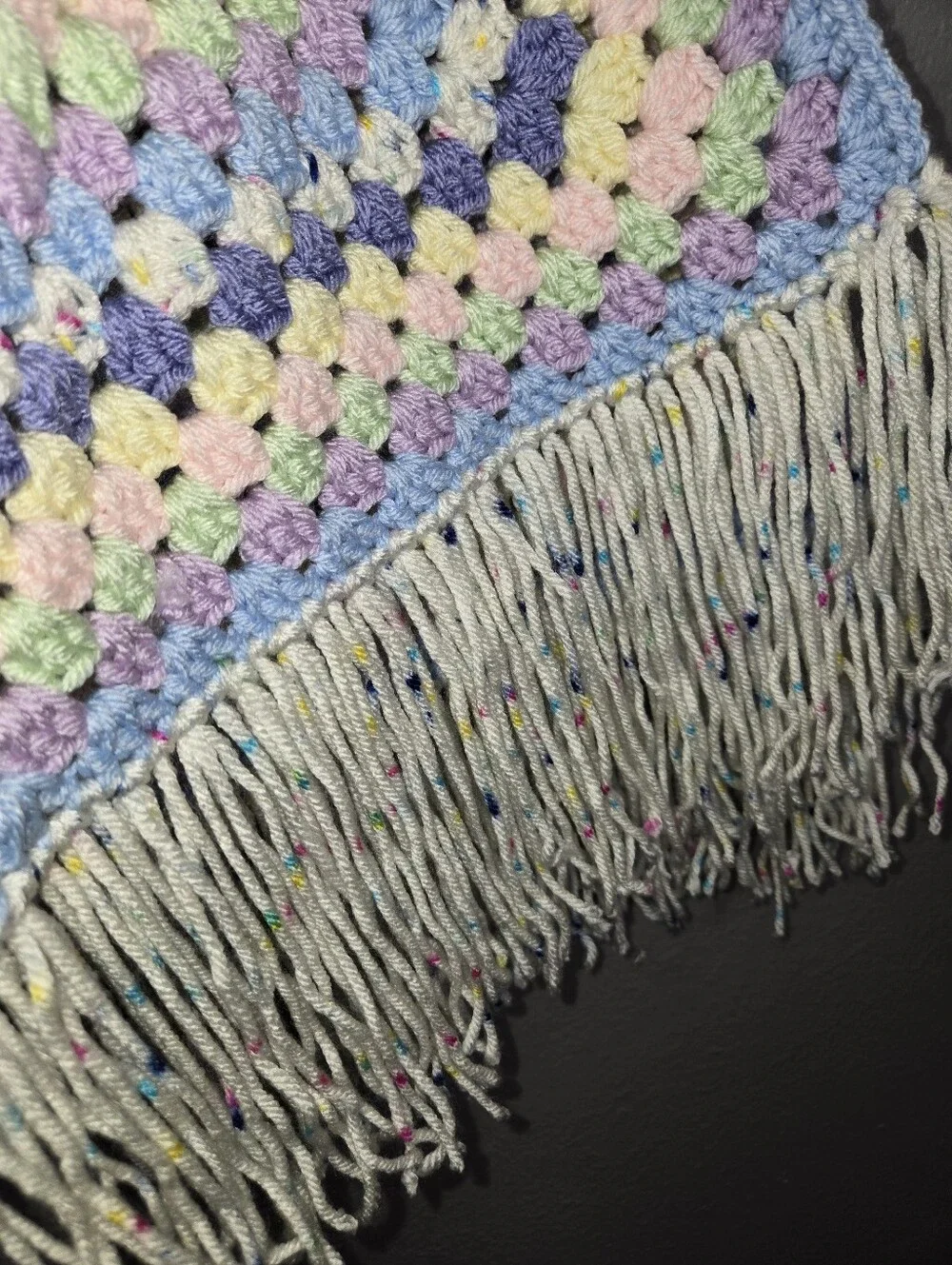 Handmade Crochet Scarf Pastel Birthday Cake Colors